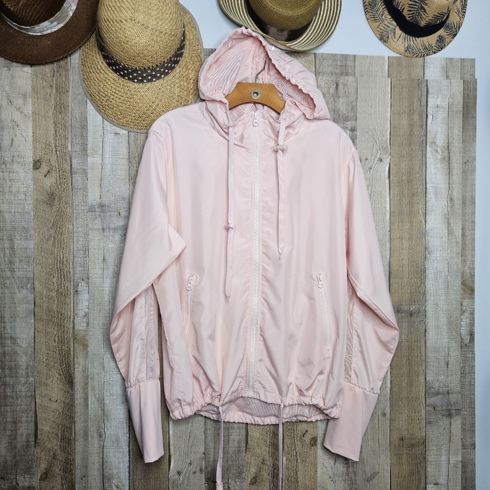 Light Pink Hooded Windbreaker Jacket - Women